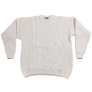 Orvis Men's Ivory Cable-Knit Wool Sweater XXL Crew Neck Pullover Ireland